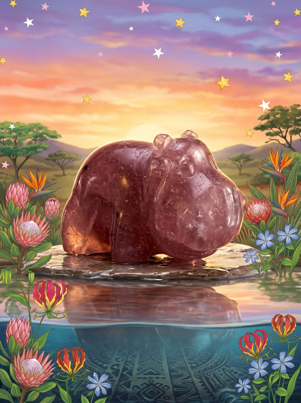 Strawberry Quartz Hippo Crystal – Collector's Piece