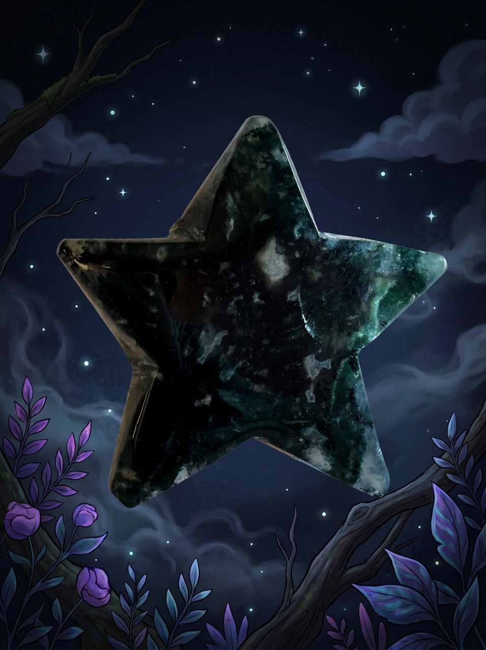 Moss Agate Witchwood Star Collector's Piece