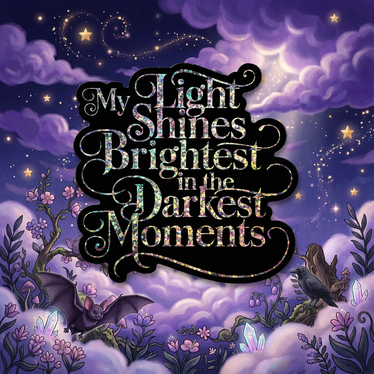 “My Light Shines Brightest in the Darkest Moments” Sparkling Paper Charm
