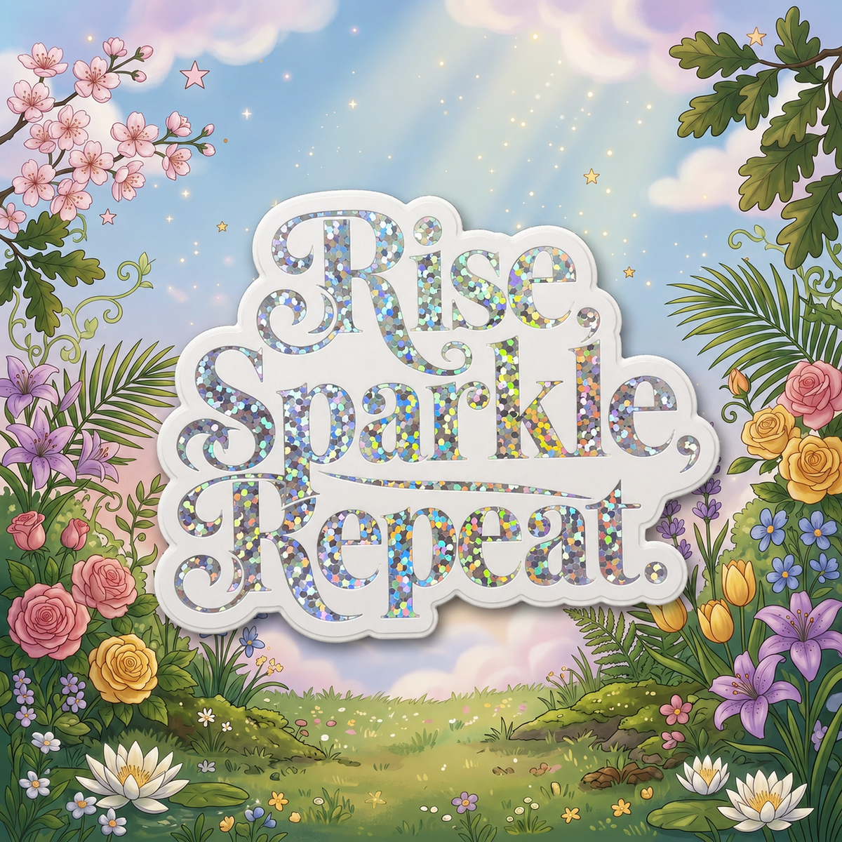 “Rise, Sparkle, Repeat” Sparkling Paper Charm