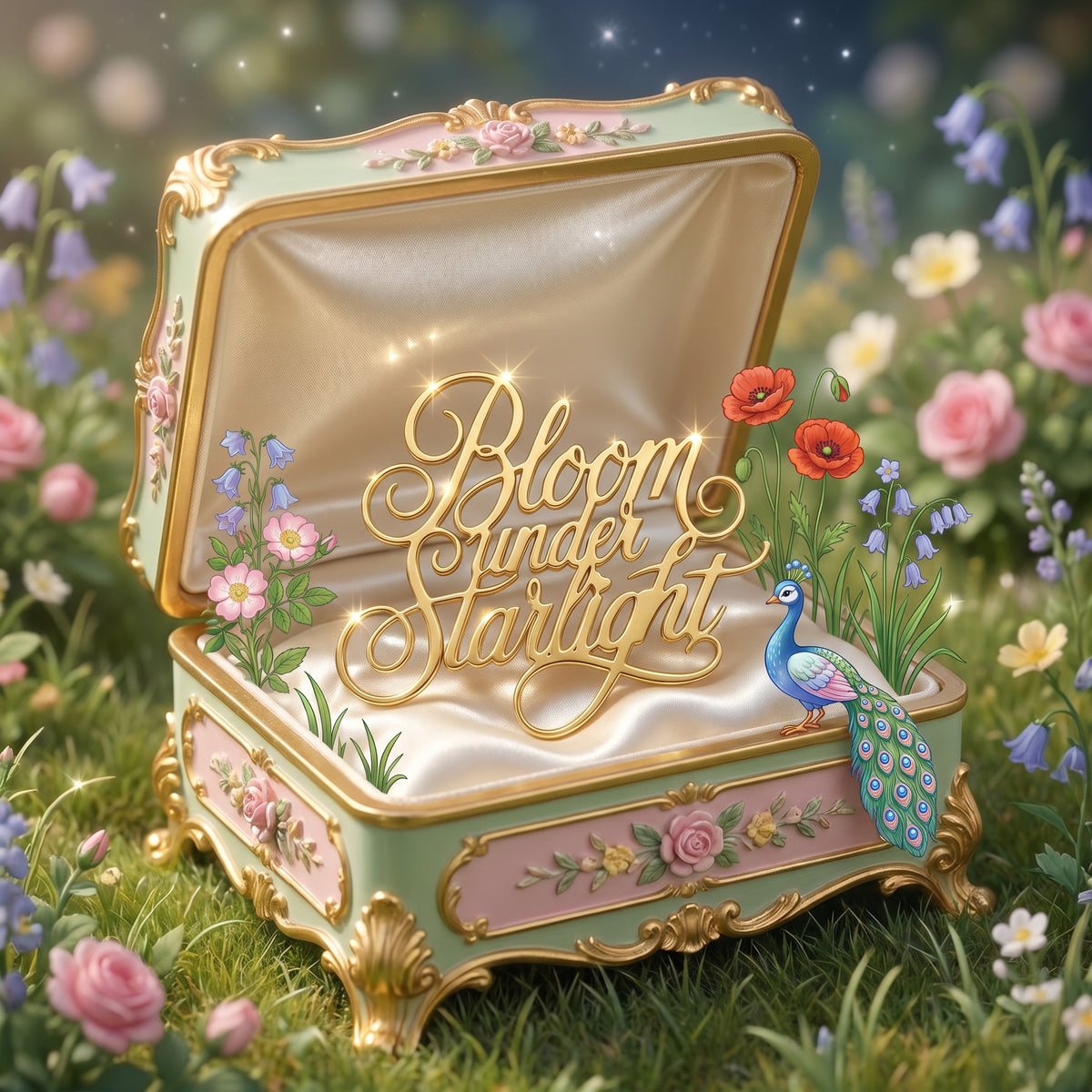Bloom under Starlight Gold Enamel Pin