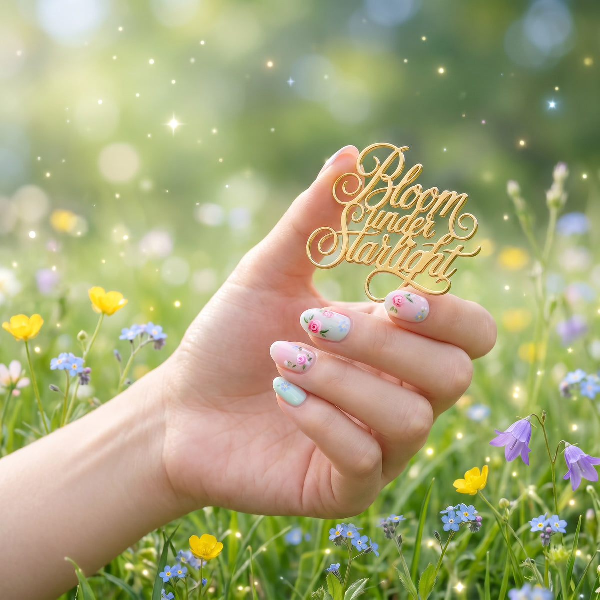Bloom under Starlight Gold Enamel Pin