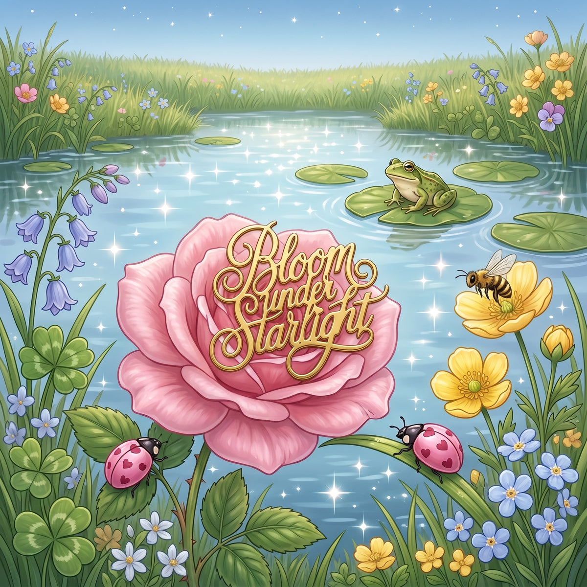 Bloom under Starlight Gold Enamel Pin