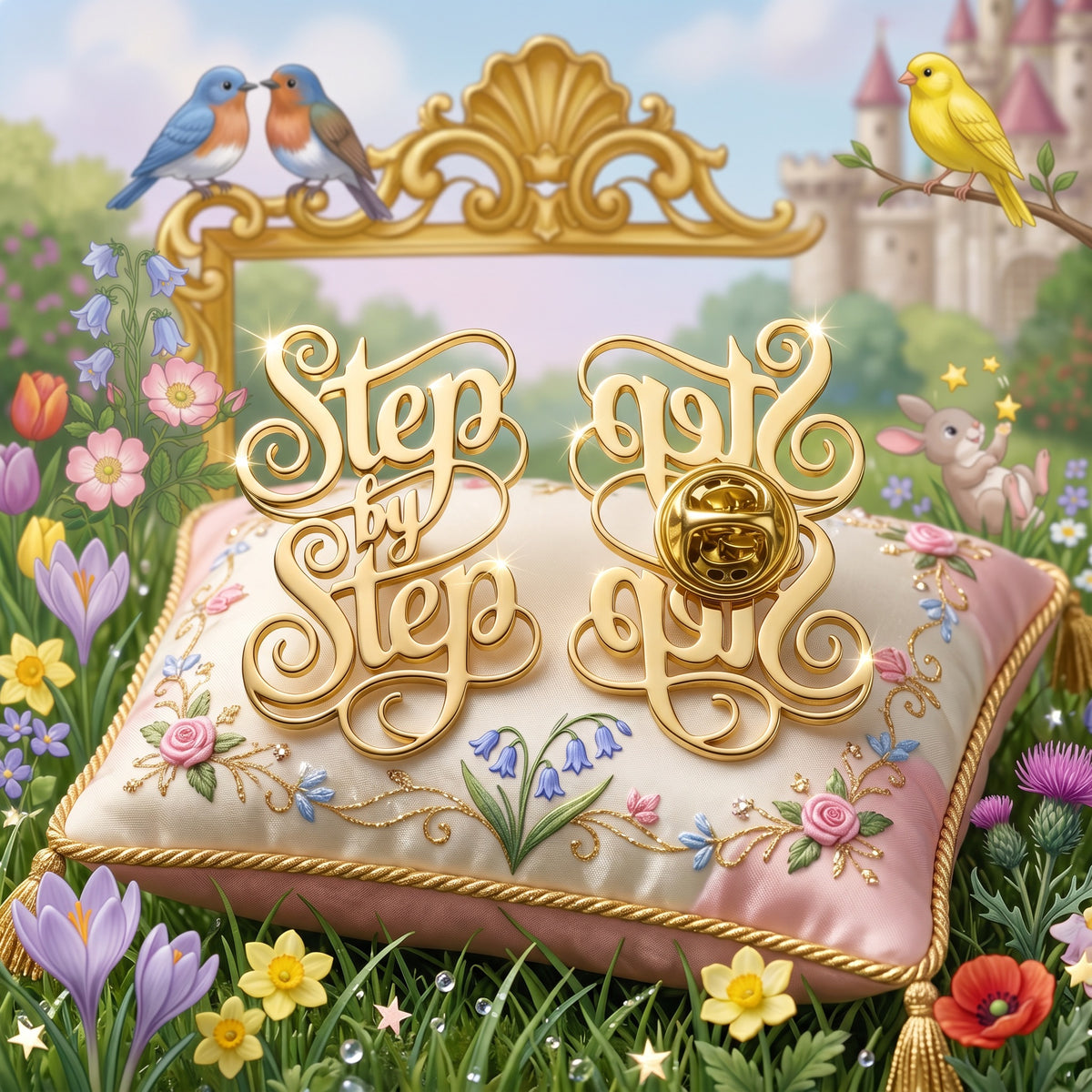 Step by Step Gold Enamel Pin