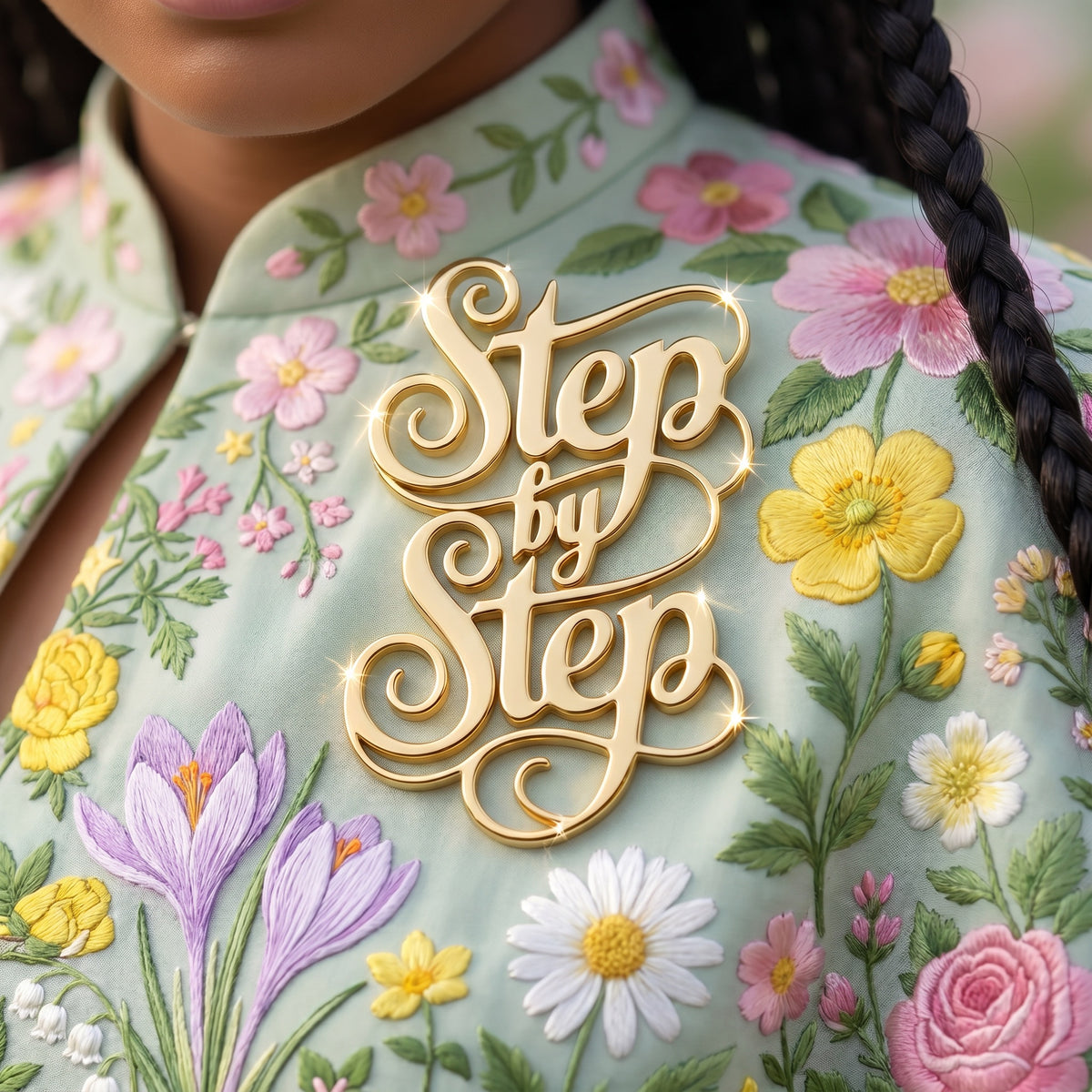 Step by Step Gold Enamel Pin