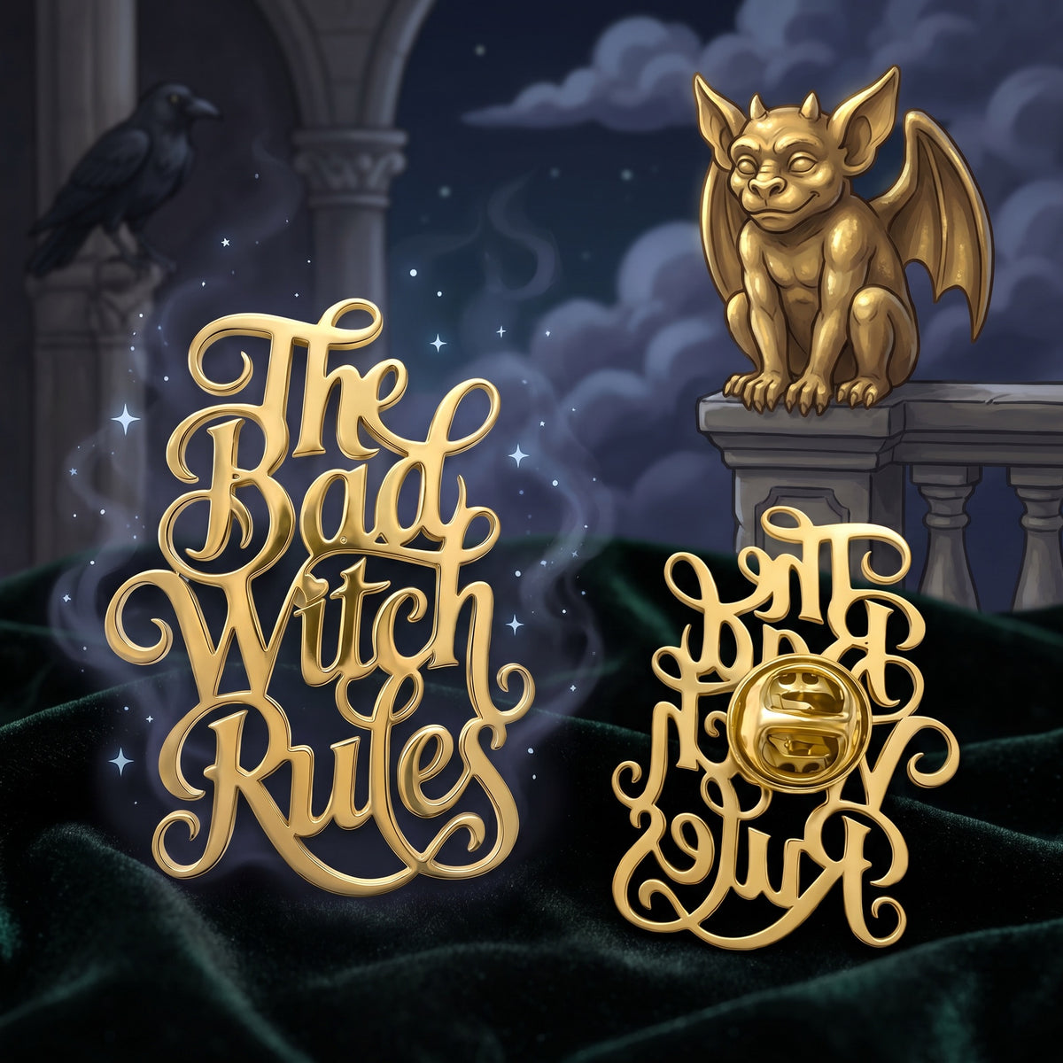 The Bad Witch Rules Gold Enamel Pin