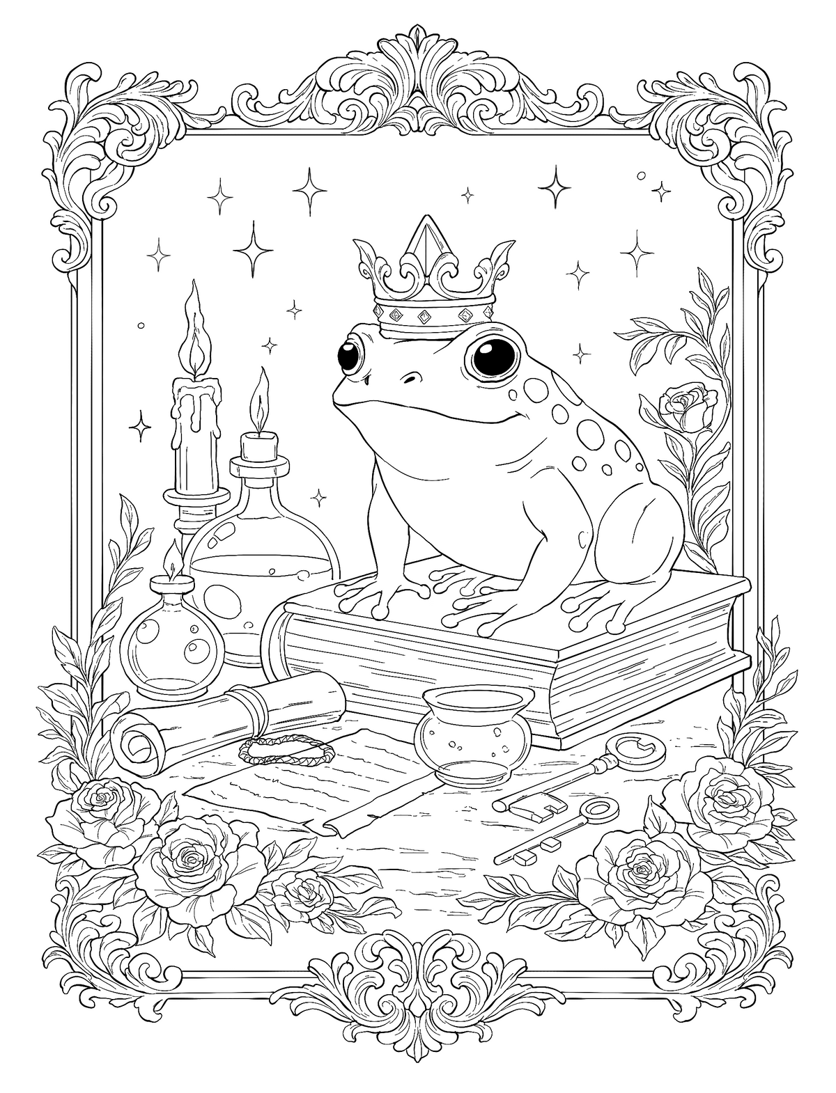 The Frog Prince – Hand-Drawn Line Art