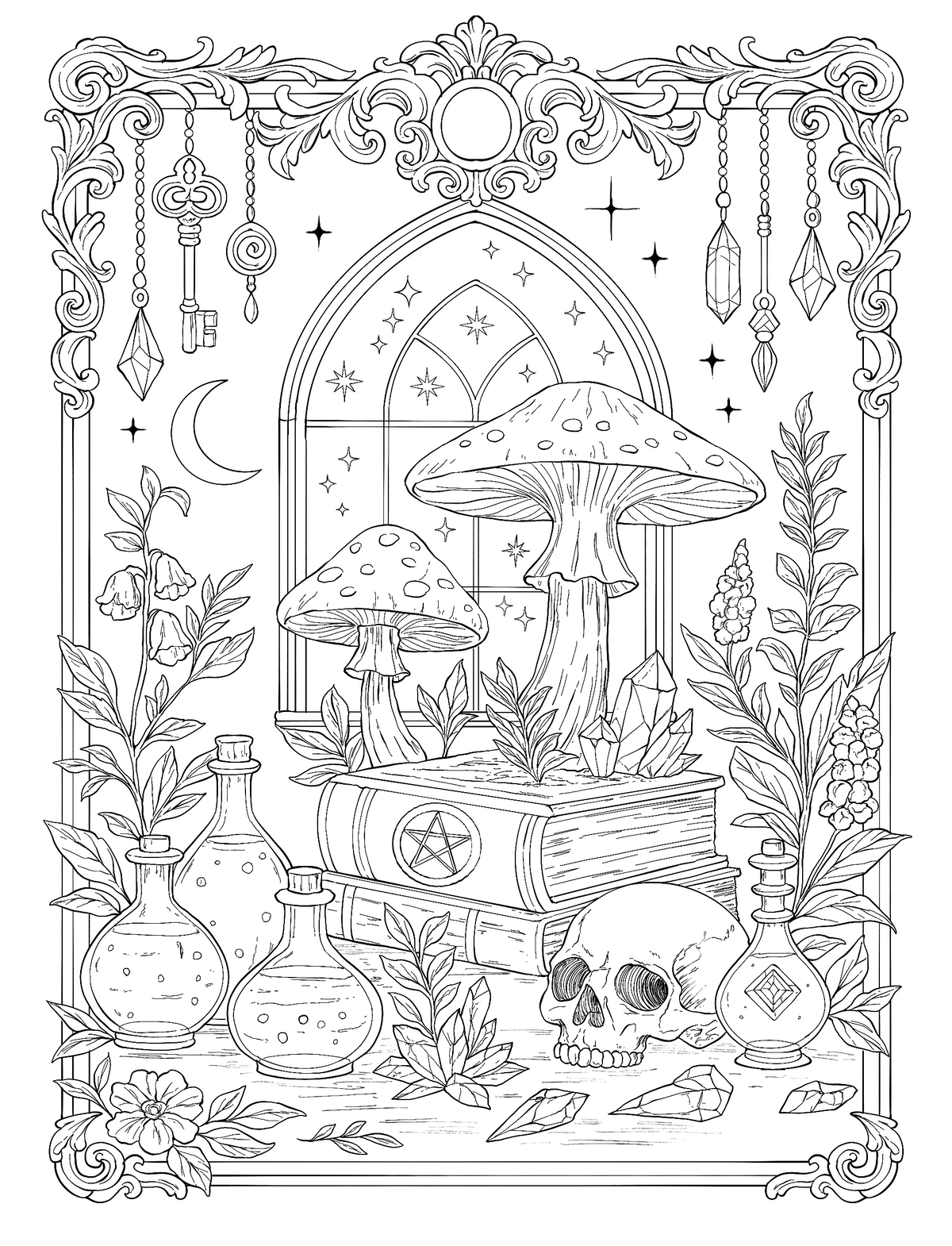 The Midnight Altar – Hand-Drawn Line Art