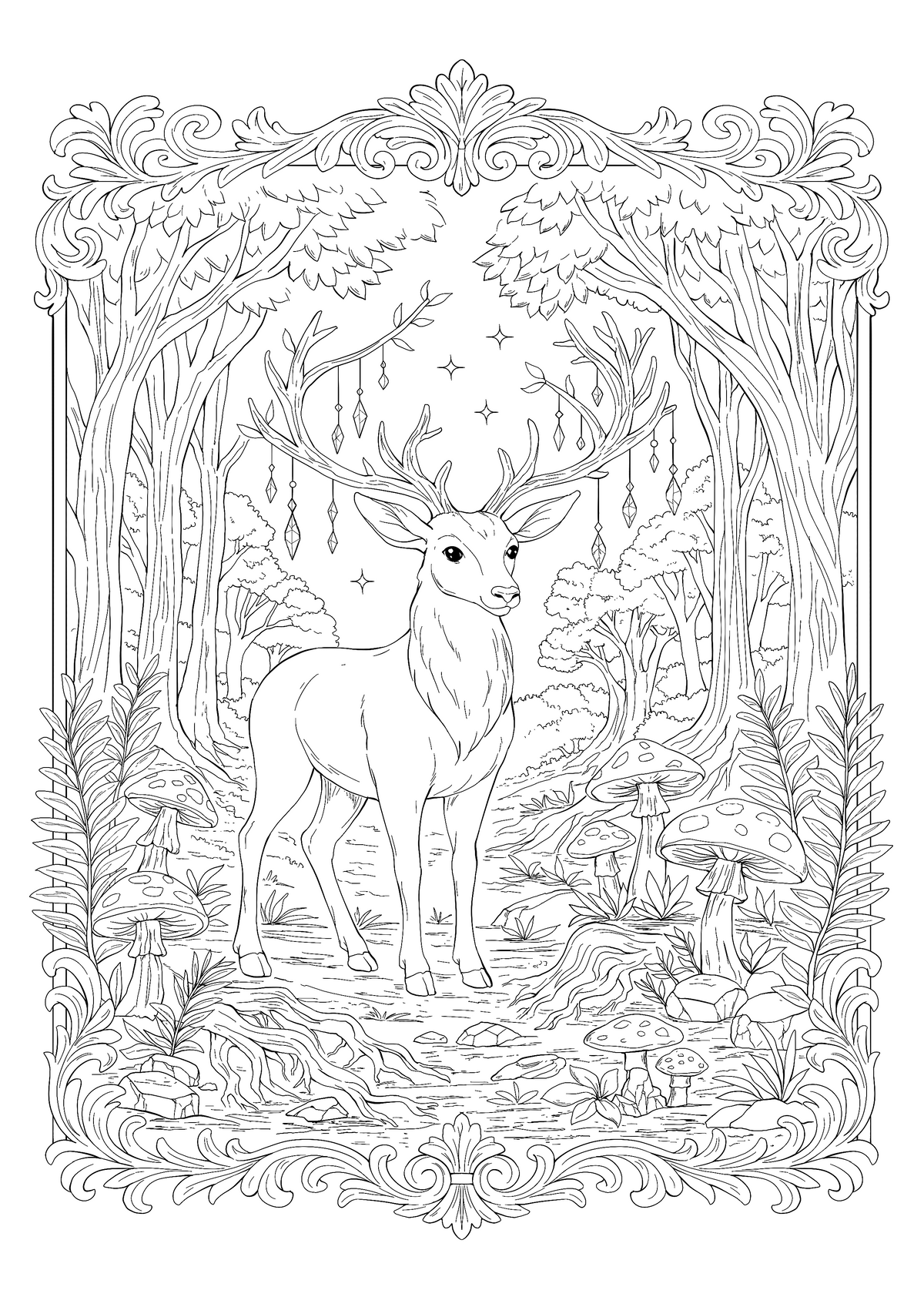The Forest Monarch – Hand-Drawn Line Art