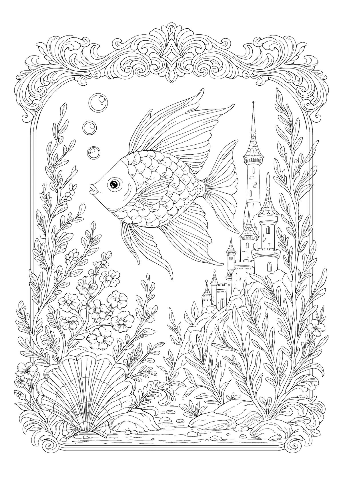The Wandering Fish – Hand-Drawn Line Art
