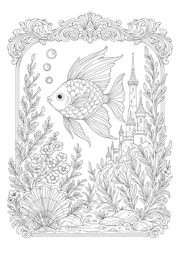 The Wandering Fish – Hand-Drawn Line Art
