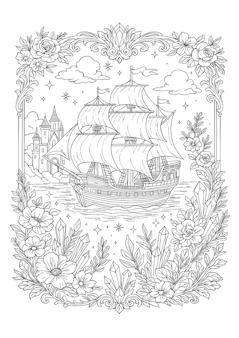 The Glittering Tide – Hand-Drawn Line Art