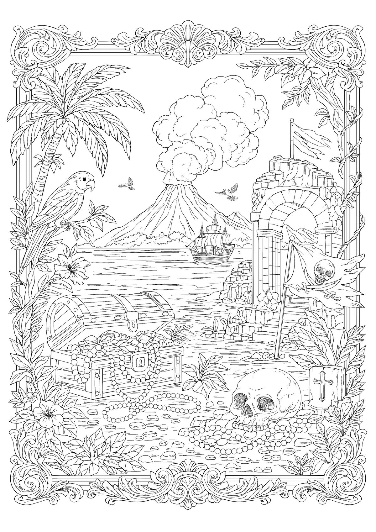 The Cursed Shore – Hand-Drawn Line Art
