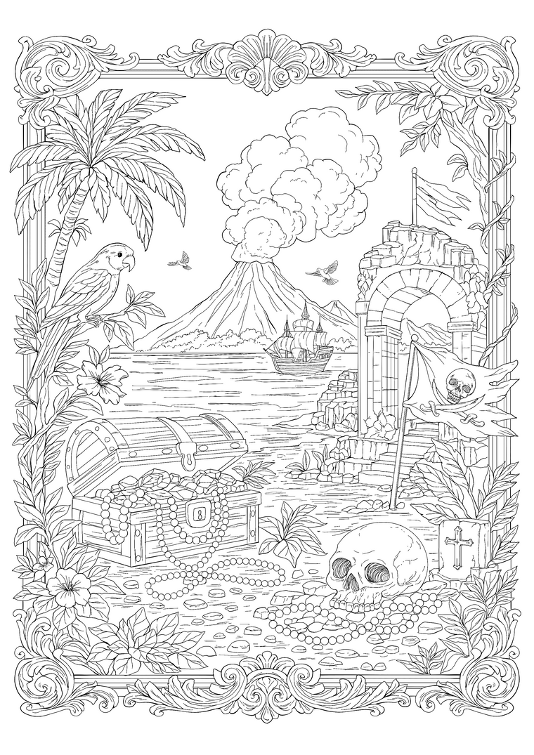 The Cursed Shore – Hand-Drawn Line Art