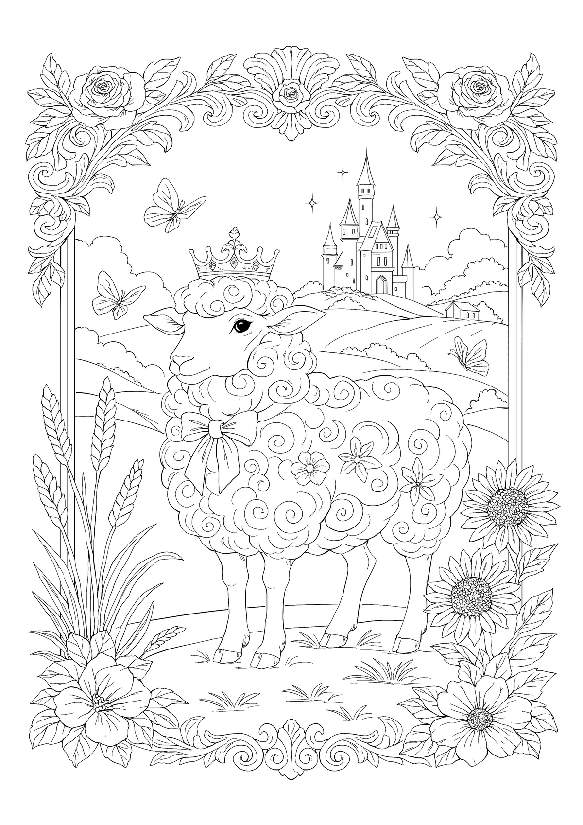The Woolly Queen – Hand-Drawn Line Art