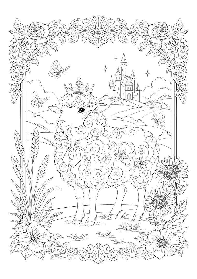 The Woolly Queen – Hand-Drawn Line Art