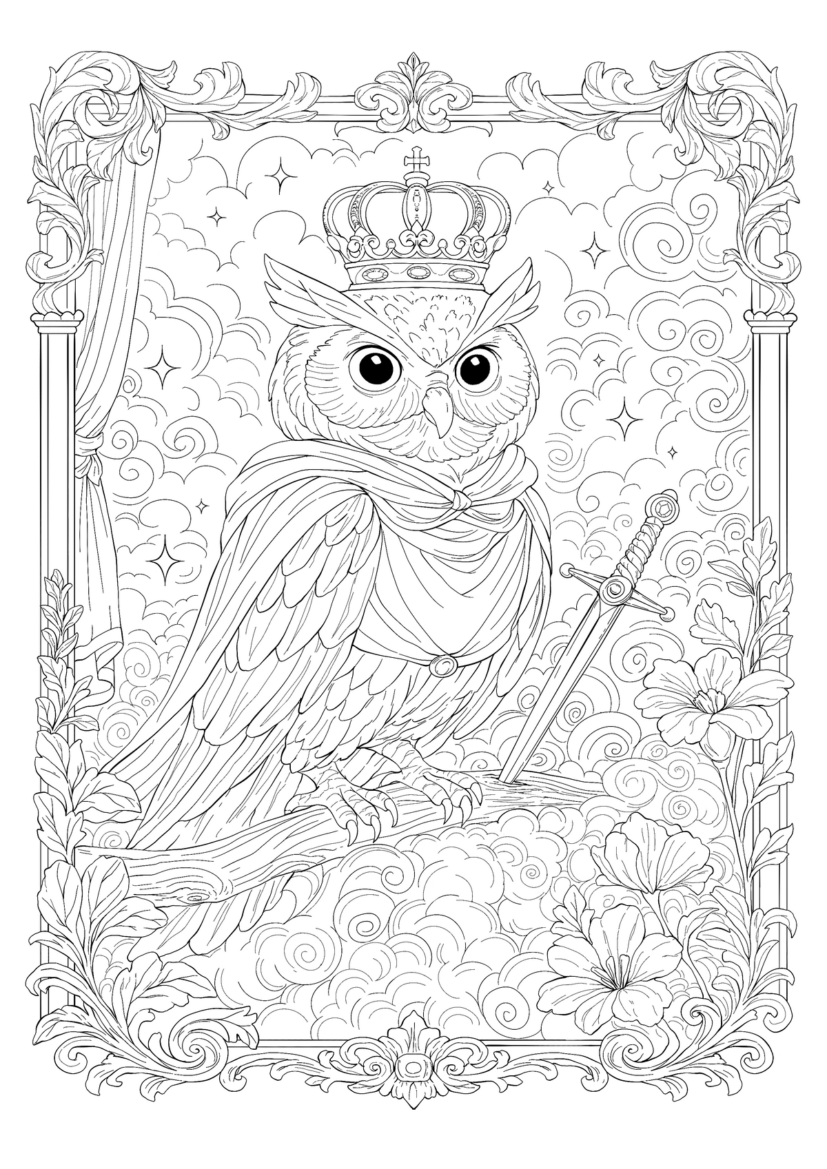 The Owl of the Mist – Hand-Drawn Line Art