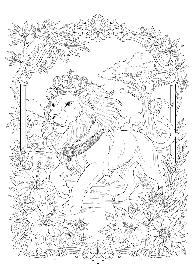The Lion of the Plains – Hand-Drawn Line Art