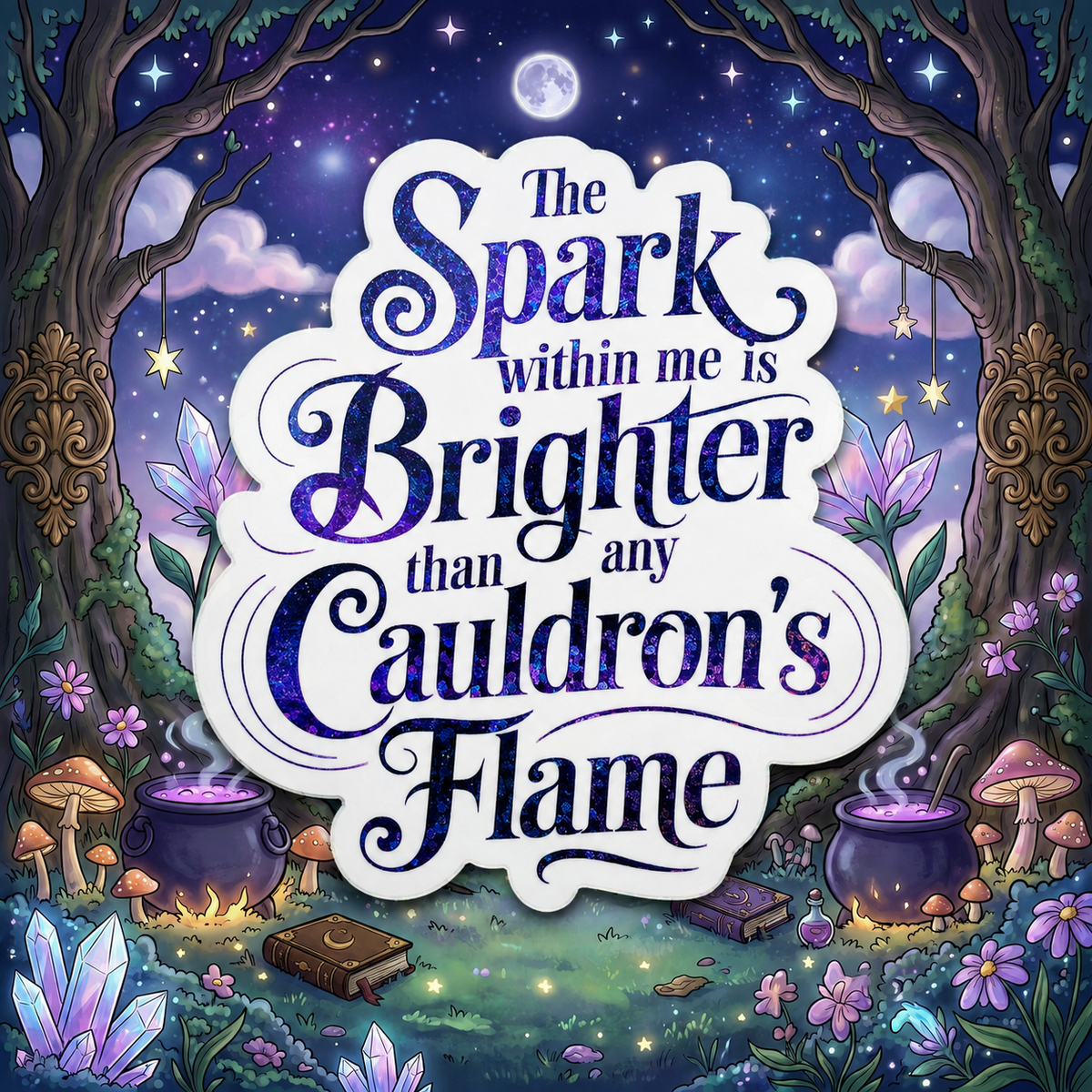 “The Spark Within Me Is Brighter Than Any Cauldron’s Flame” Sparkling Paper Charm
