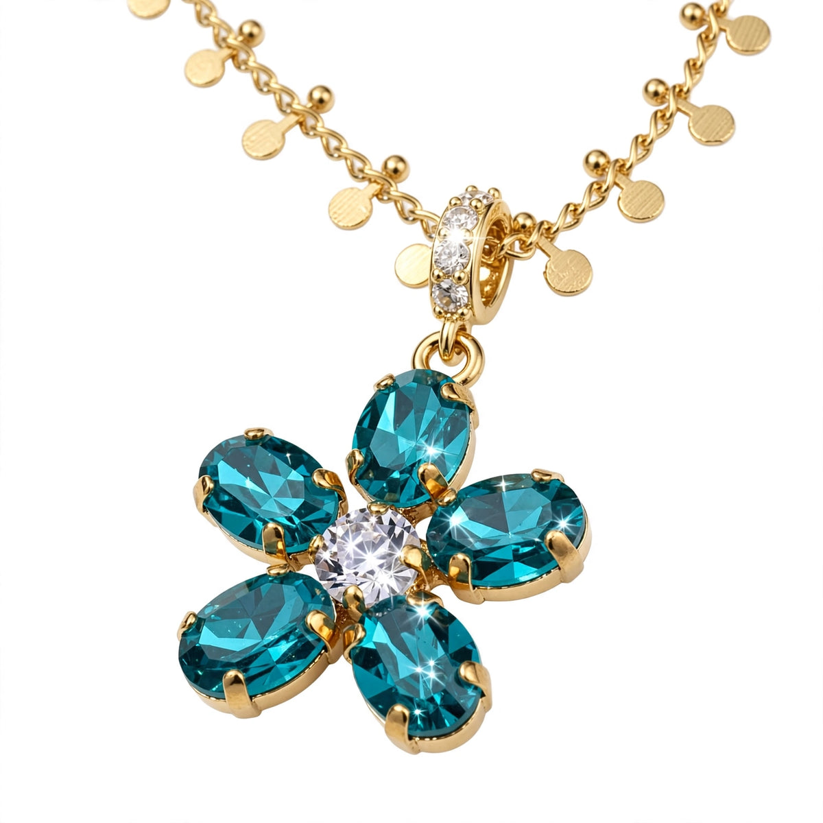 The Pendant of Reverie Fluette teal pendant angle — Mink & Davernay
