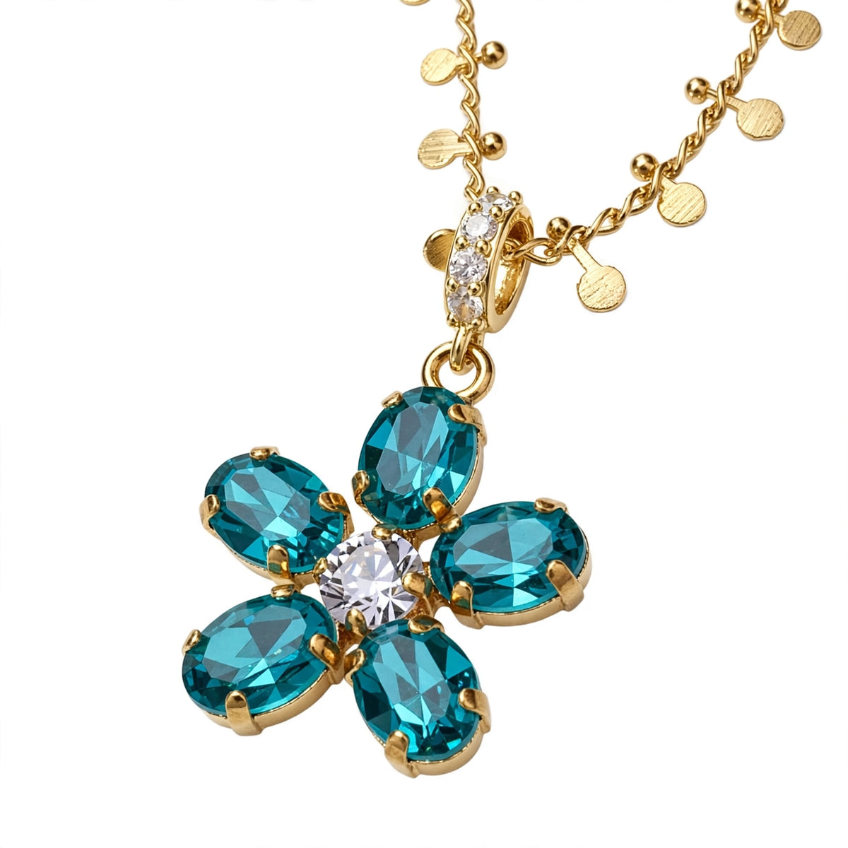 The Pendant of Reverie Fluette teal flower pendant — Mink & Davernay