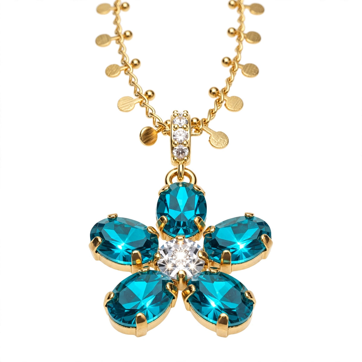 The Pendant of Reverie Fluette teal pendant upward — Mink & Davernay